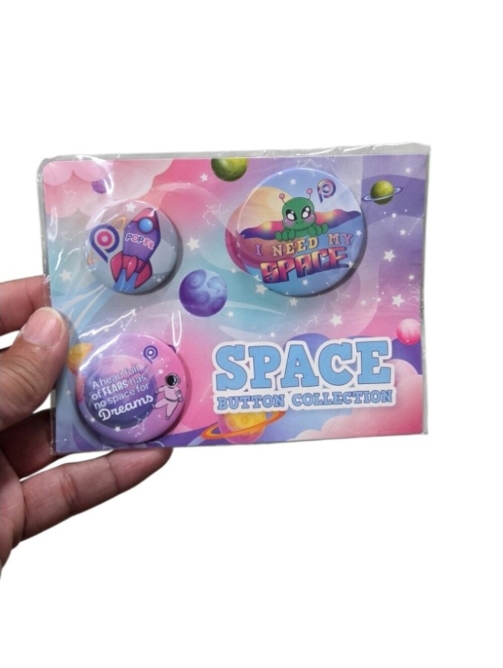 POP Fit Space Button Collection - Pink & Purple Pin Set
